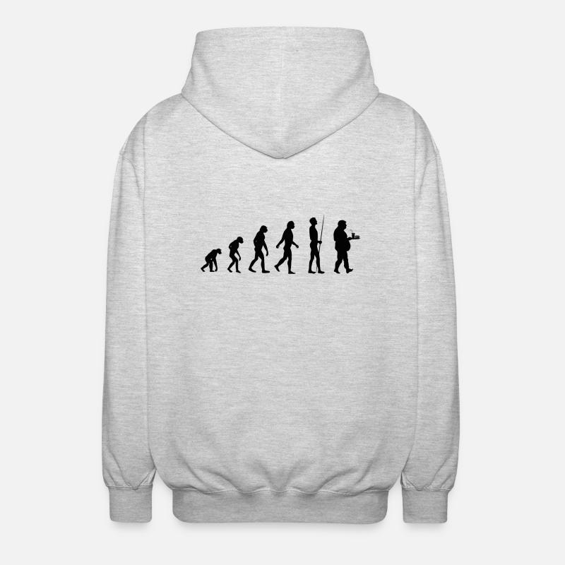 Evolution des Essens - Unisex Kapuzenjacke - Hellgrau meliert