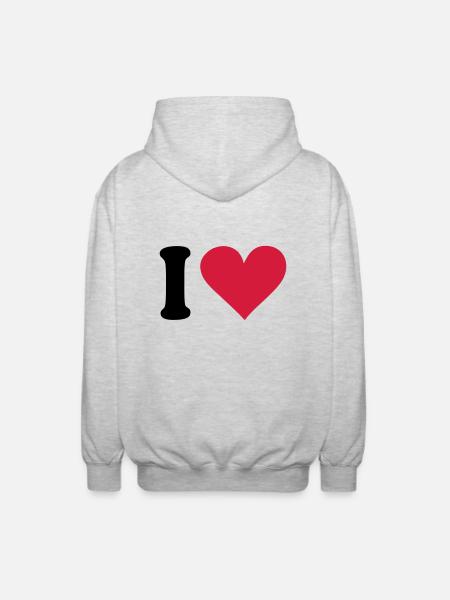 I - love - Unisex Kapuzenjacke - Hellgrau meliert