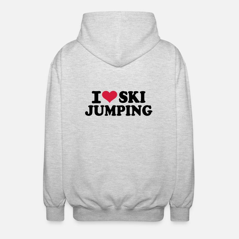 I love Ski Jumping - Unisex Hooded Jacket - light heather grey