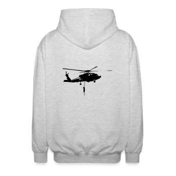 Helico intervention forces speciales - Veste à capuche unisexe - gris clair chiné - Dos - AI Model Male 185 light (185cm)