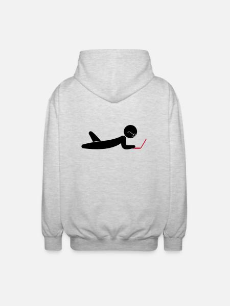A programmer using a laptop - Unisex Hooded Jacket - light heather grey