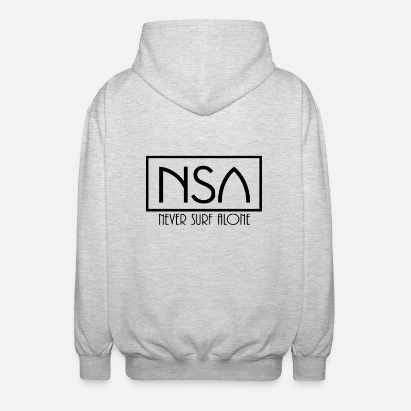 never surf alone - Unisex Kapuzenjacke - Hellgrau meliert