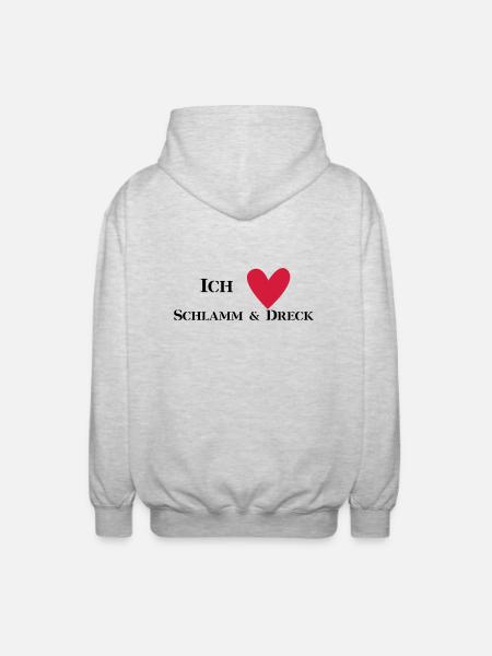 Ich liebe Schlamm & Dreck - Unisex Kapuzenjacke - Hellgrau meliert