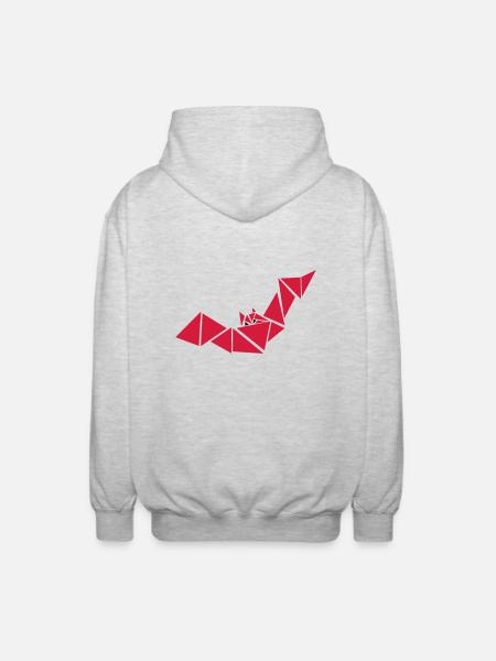 Origami Paper Animal Bat - Unisex Hooded Jacket - light heather grey