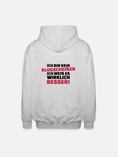 Klugscheißer - Unisex Kapuzenjacke - Hellgrau meliert