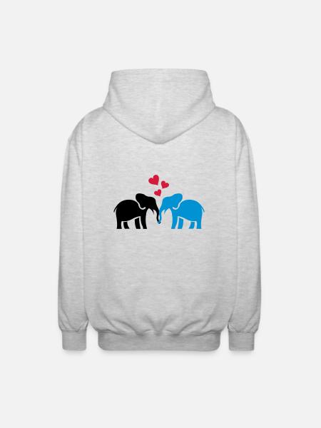 elefanten_liebe - Unisex Hooded Jacket - light heather grey