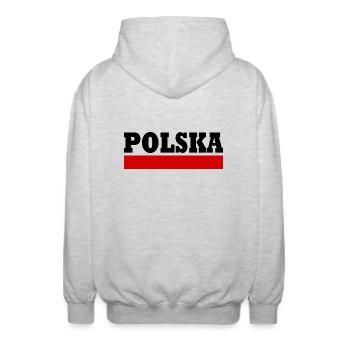 Polska - Veste à capuche unisexe - gris clair chiné - Dos - AI Model Male 185 light (185cm)