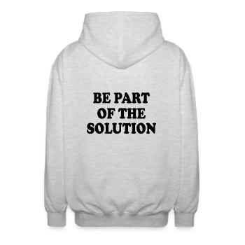 Be part of the solution - Unisex Hooded Jacket - light heather grey - Back - AI Model Male 185 light (185cm)