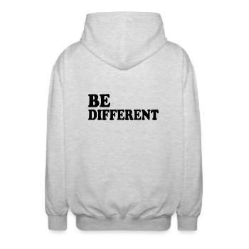 Be different - Unisex Kapuzenjacke - Hellgrau meliert - Hinten - AI Model Male 185 light (185cm)