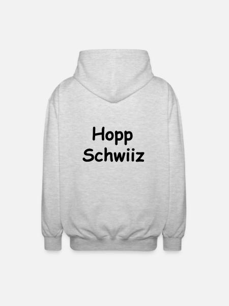 Hopp Schwiiz I - Unisex Kapuzenjacke - Hellgrau meliert