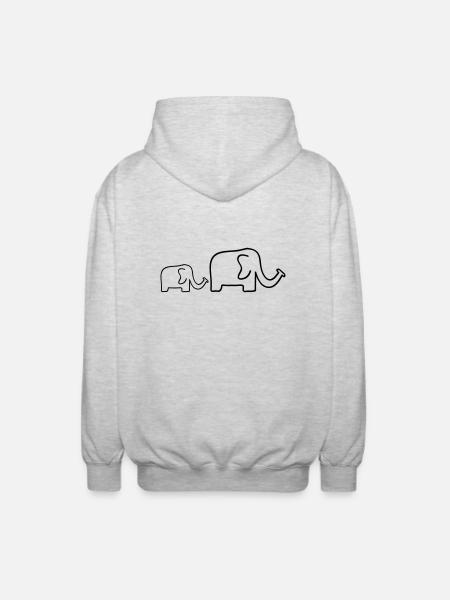 éléphant - Veste à capuche unisexe - gris clair chiné