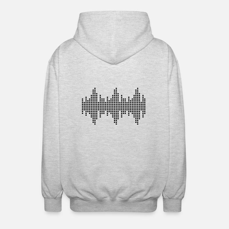 digital waveform frequency grid matrix music - Unisex Hooded Jacket - light heather grey