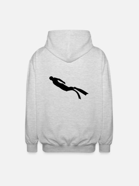 Diver freediving 2 - Unisex Kapuzenjacke - Hellgrau meliert