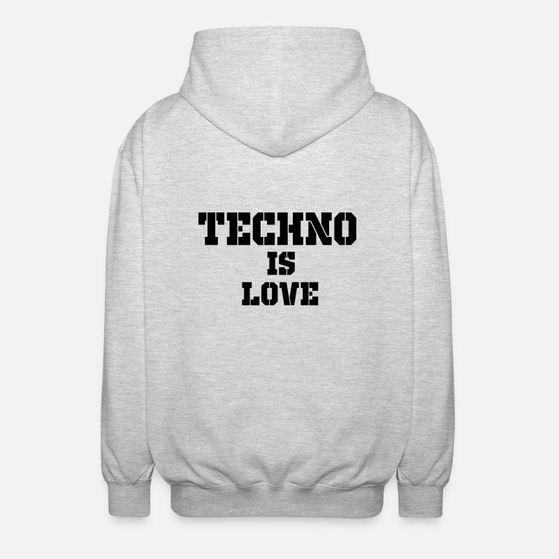 techno is love - Unisex Hooded Jacket - light heather grey