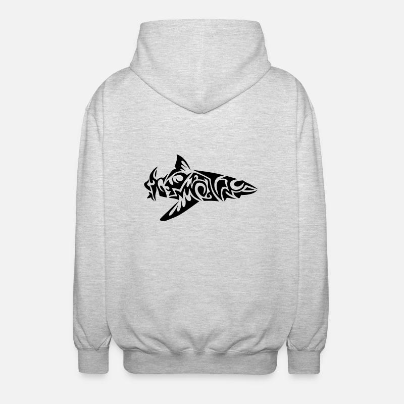 requin tribal shark poisson mechant2 - Veste à capuche unisexe - gris clair chiné