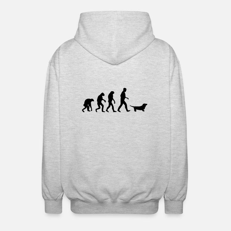 sausage dog evolution - Unisex Hooded Jacket - light heather grey