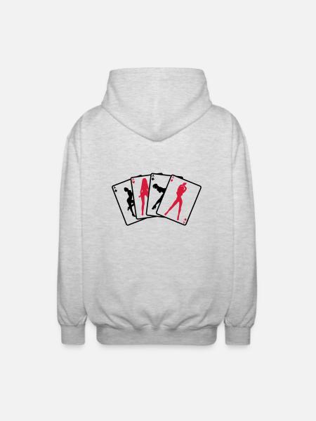 Strippoker - Unisex Kapuzenjacke - Hellgrau meliert