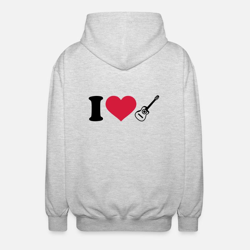 I love Guitar - Unisex Hooded Jacket - light heather grey