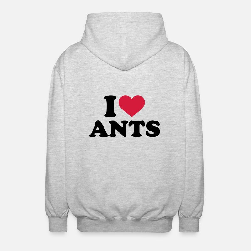 I love Ants - Unisex Hooded Jacket - light heather grey