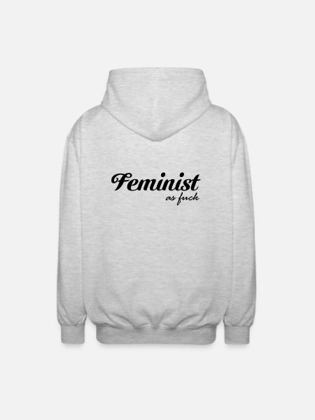 Feminist as fuck - Unisex Hooded Jacket - light heather grey