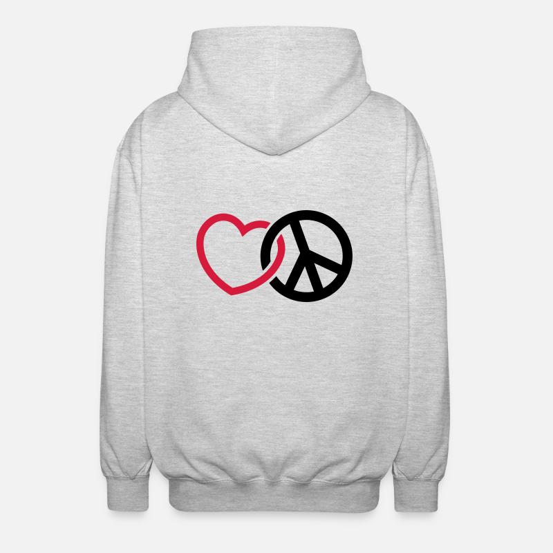 Liebe Frieden - Unisex Kapuzenjacke - Hellgrau meliert