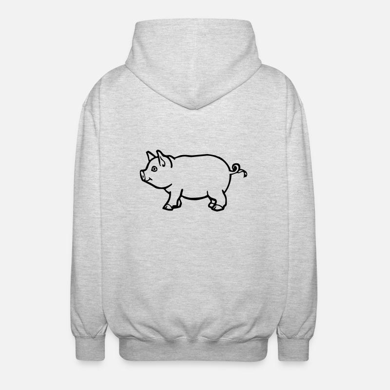 Schwein - Unisex Kapuzenjacke - Hellgrau meliert