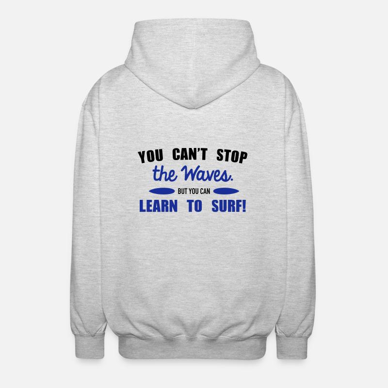 Learn to surf - Unisex Kapuzenjacke - Hellgrau meliert