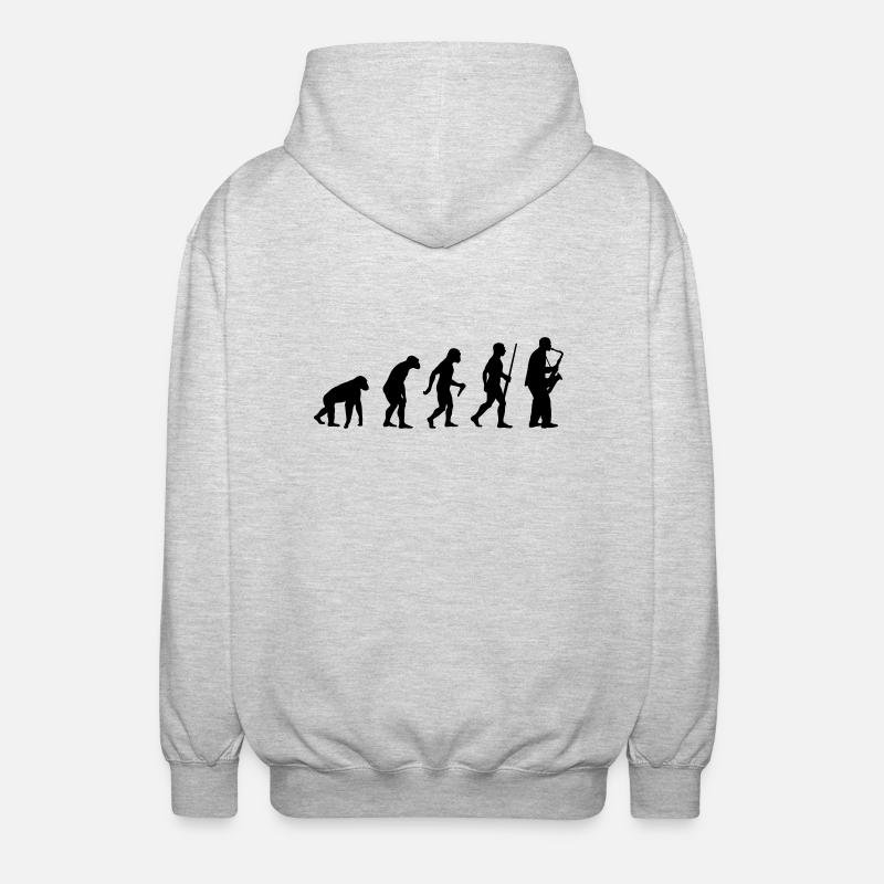 l'évolution du saxophone - Veste à capuche unisexe - gris clair chiné