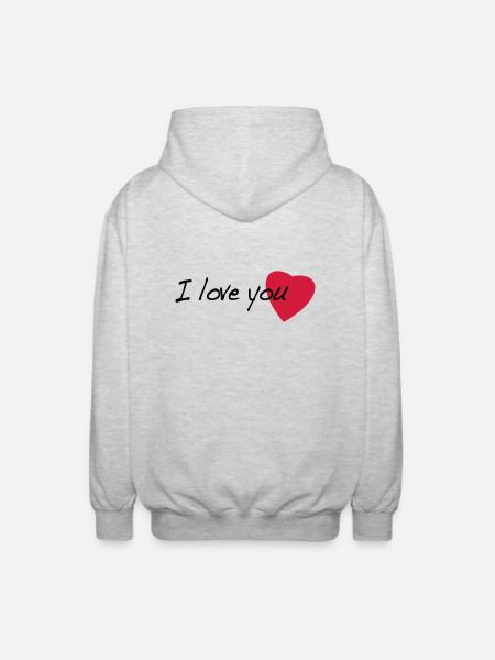 i_love_you - Unisex Hooded Jacket - light heather grey
