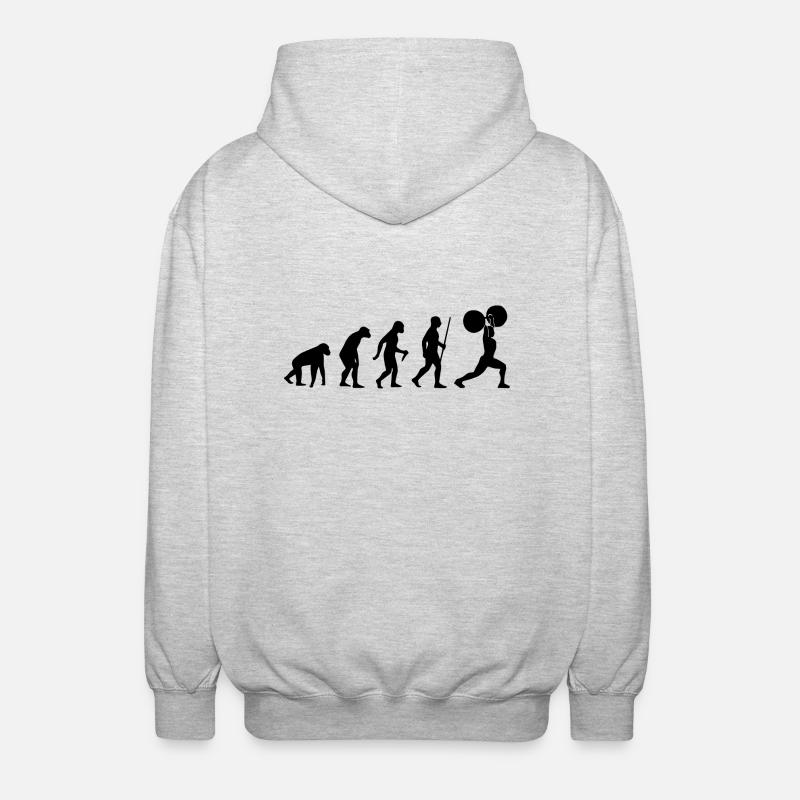 Human Evolution Weightlifting - Unisex Kapuzenjacke - Hellgrau meliert