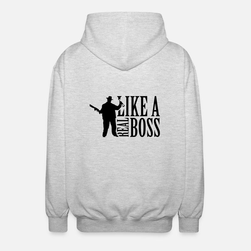 like_a_real_boss_t1 - Unisex Kapuzenjacke - Hellgrau meliert