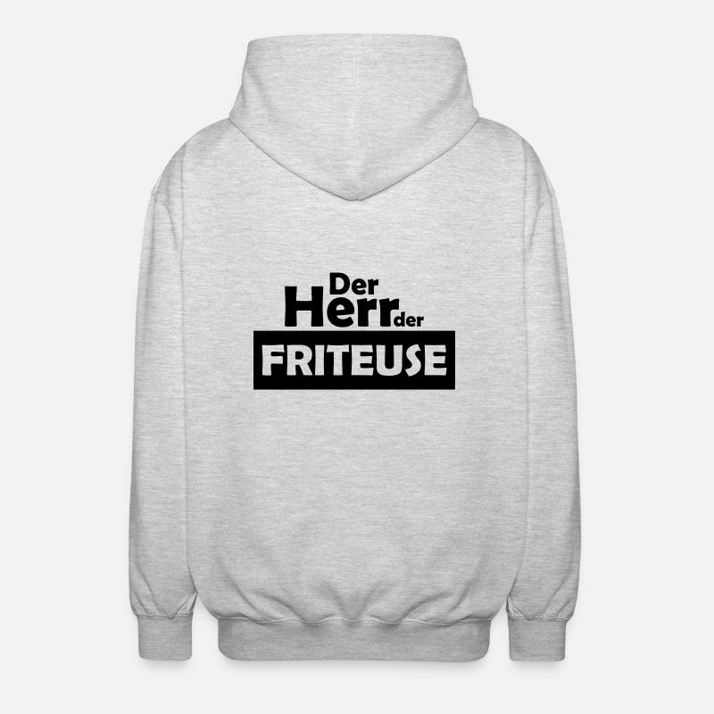 der herr der friteuse - Unisex Kapuzenjacke - Hellgrau meliert