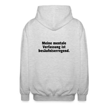 mentale Verfassung Stimmung Gemütszustand Alkohol - Unisex Kapuzenjacke - Hellgrau meliert - Hinten - AI Model Male 185 light (185cm)