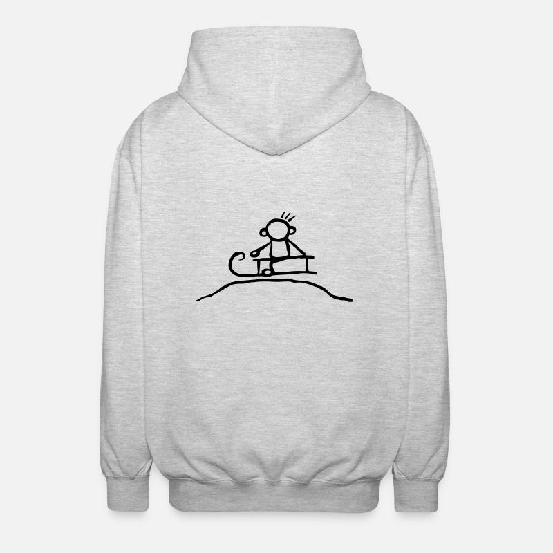 Schlittenfahrt Winter - Unisex Kapuzenjacke - Hellgrau meliert
