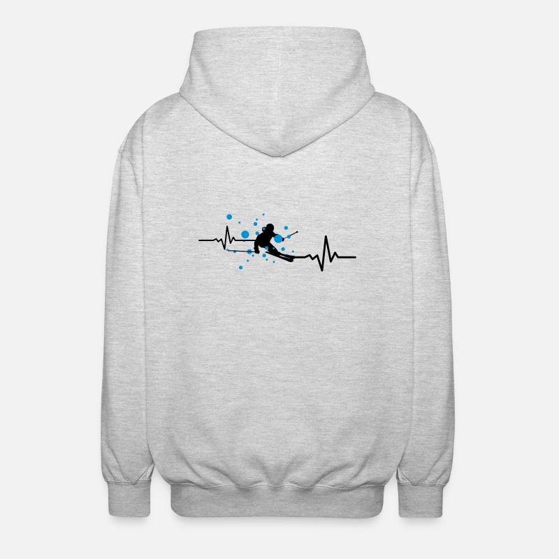 Winter - Skifahrer Puls - Unisex Kapuzenjacke - Hellgrau meliert