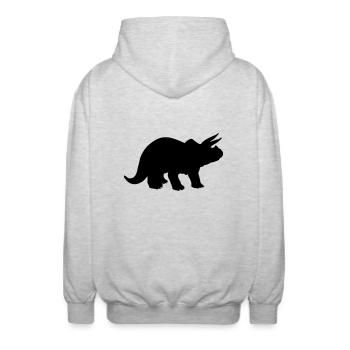 triceratops - Veste à capuche unisexe - gris clair chiné - Dos - AI Model Male 185 light (185cm)
