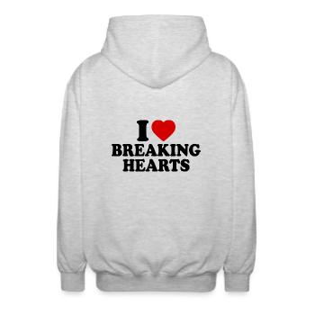 I love breaking hearts - Veste à capuche unisexe - gris clair chiné - Dos - AI Model Male 185 light (185cm)