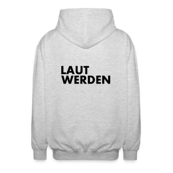 Laut werden - Unisex Kapuzenjacke - Hellgrau meliert - Hinten - AI Model Male 185 light (185cm)