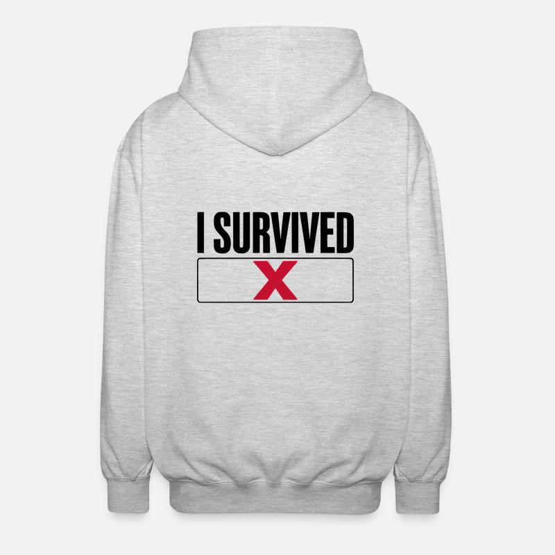 J’ai survécu à X - Veste à capuche unisexe - gris clair chiné