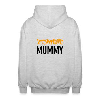 Zombie Mummy - Halloween - Kürbis - Hexe - Horror - Unisex Kapuzenjacke - Hellgrau meliert - Hinten - AI Model Male 185 light (185cm)
