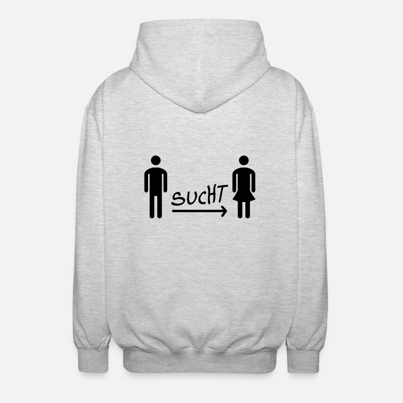 Mann sucht Frau - Single - Unisex Kapuzenjacke - Hellgrau meliert