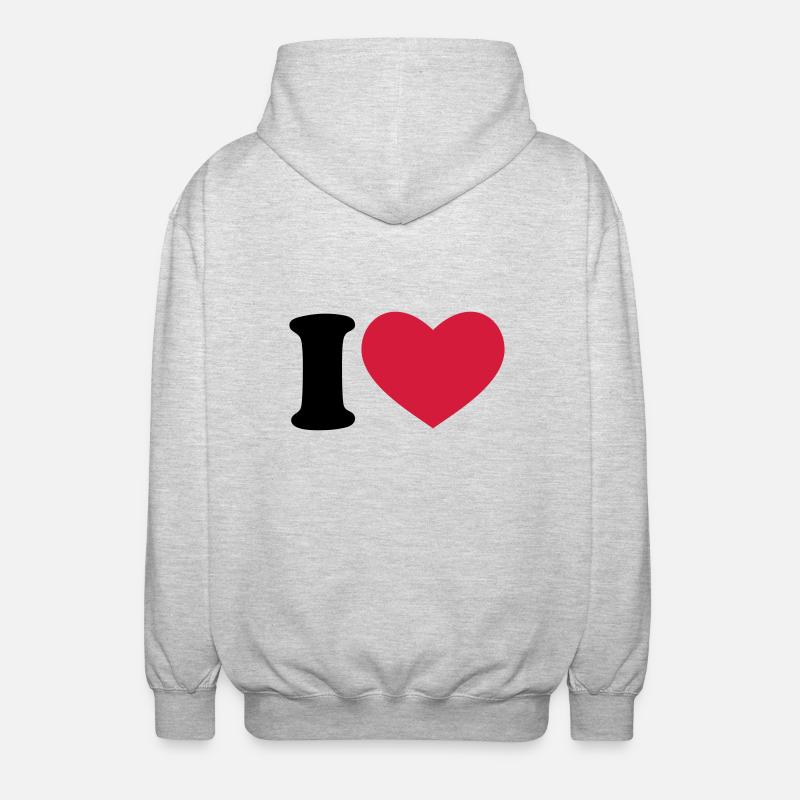 I Love / I Heart - Veste à capuche unisexe - gris clair chiné