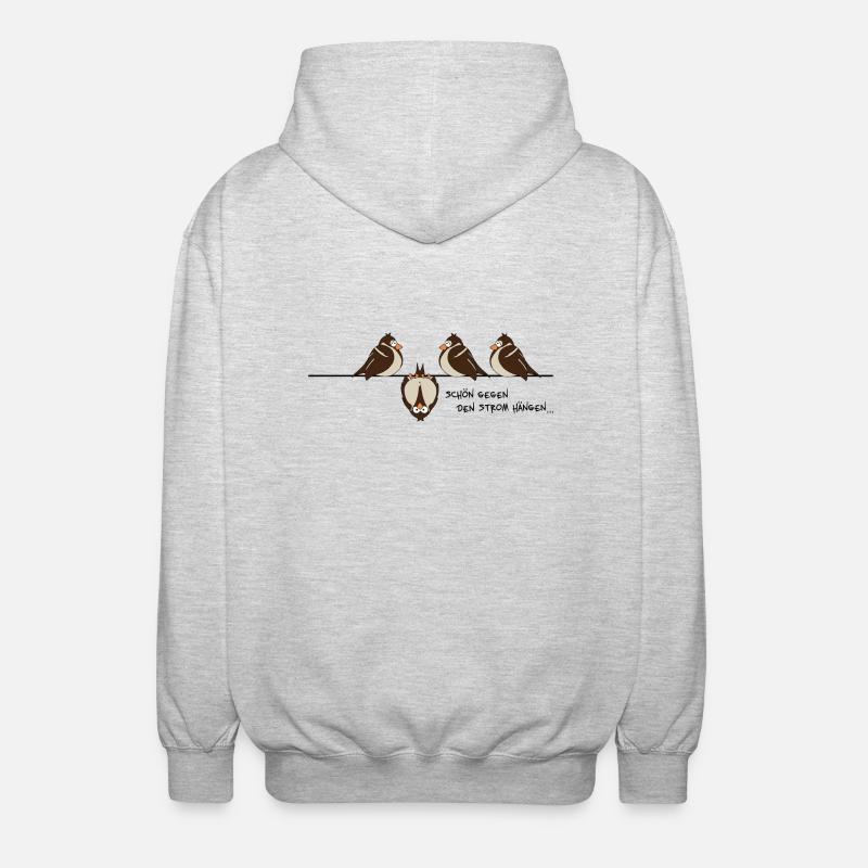 Spatz 'gegen den Strom' - Unisex Kapuzenjacke - Hellgrau meliert
