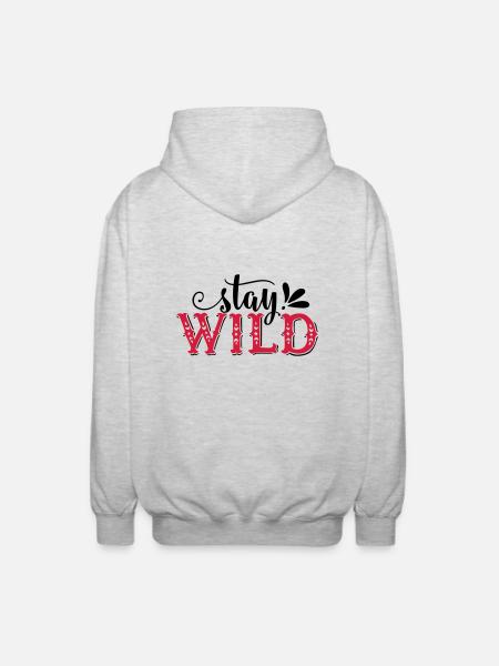 Stay Wild - Unisex Kapuzenjacke - Hellgrau meliert