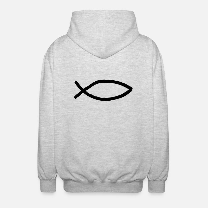 fisch_symbol - Unisex Hooded Jacket - light heather grey