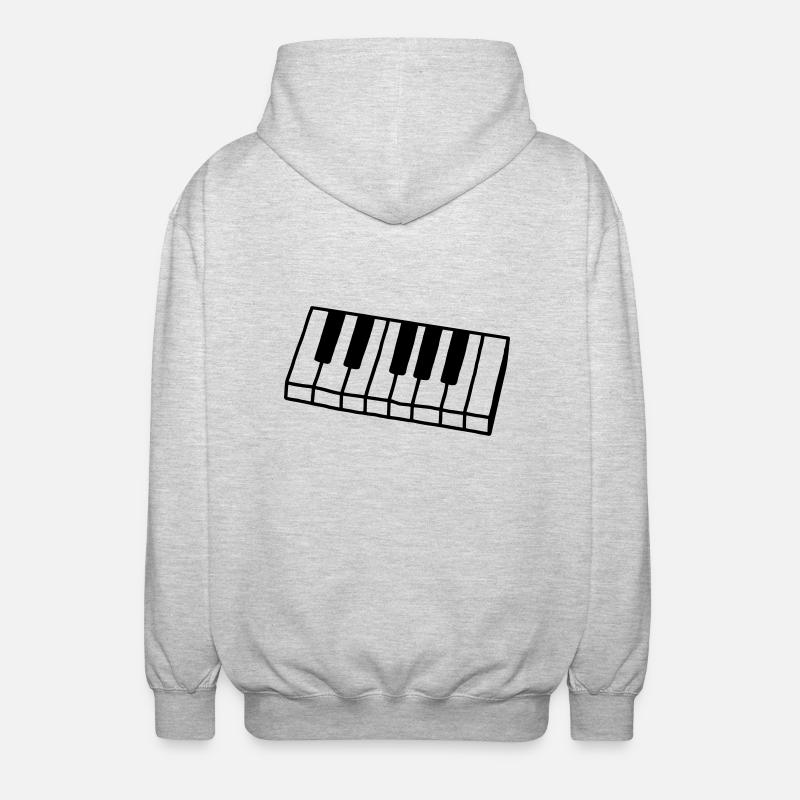 Piano - Clavier - Keyboard - Veste à capuche unisexe - gris clair chiné