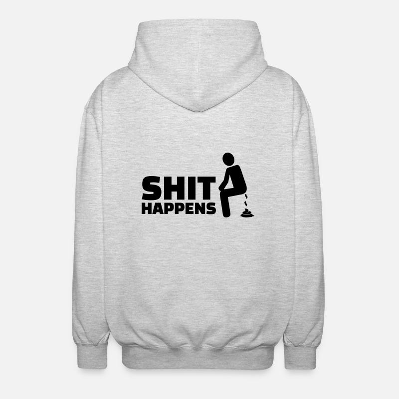 Shit happens - Unisex Kapuzenjacke - Hellgrau meliert