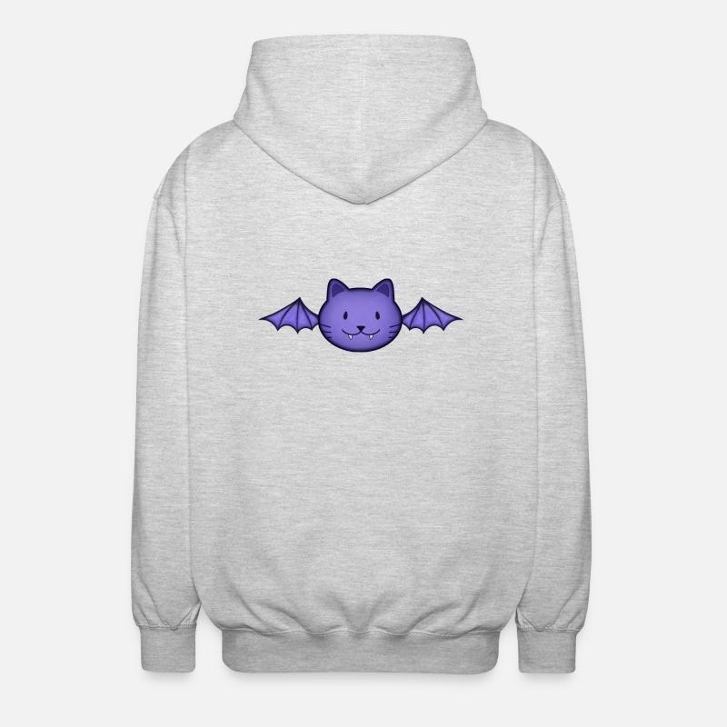 Chat chauve-souris - Veste à capuche unisexe - gris clair chiné