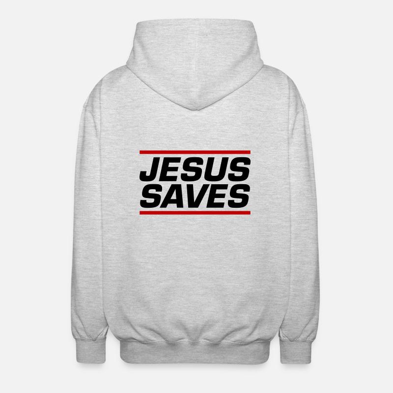 Jesus Rettet Bibelvers - Unisex Kapuzenjacke - Hellgrau meliert
