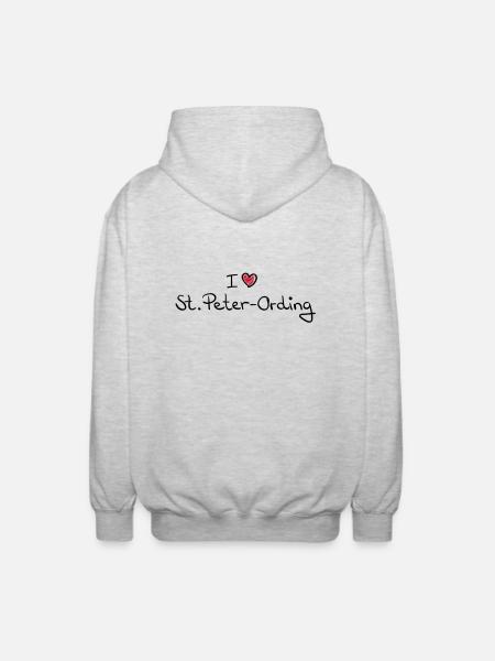 i_love_st_peter_ording__f2 - Unisex Hooded Jacket - light heather grey